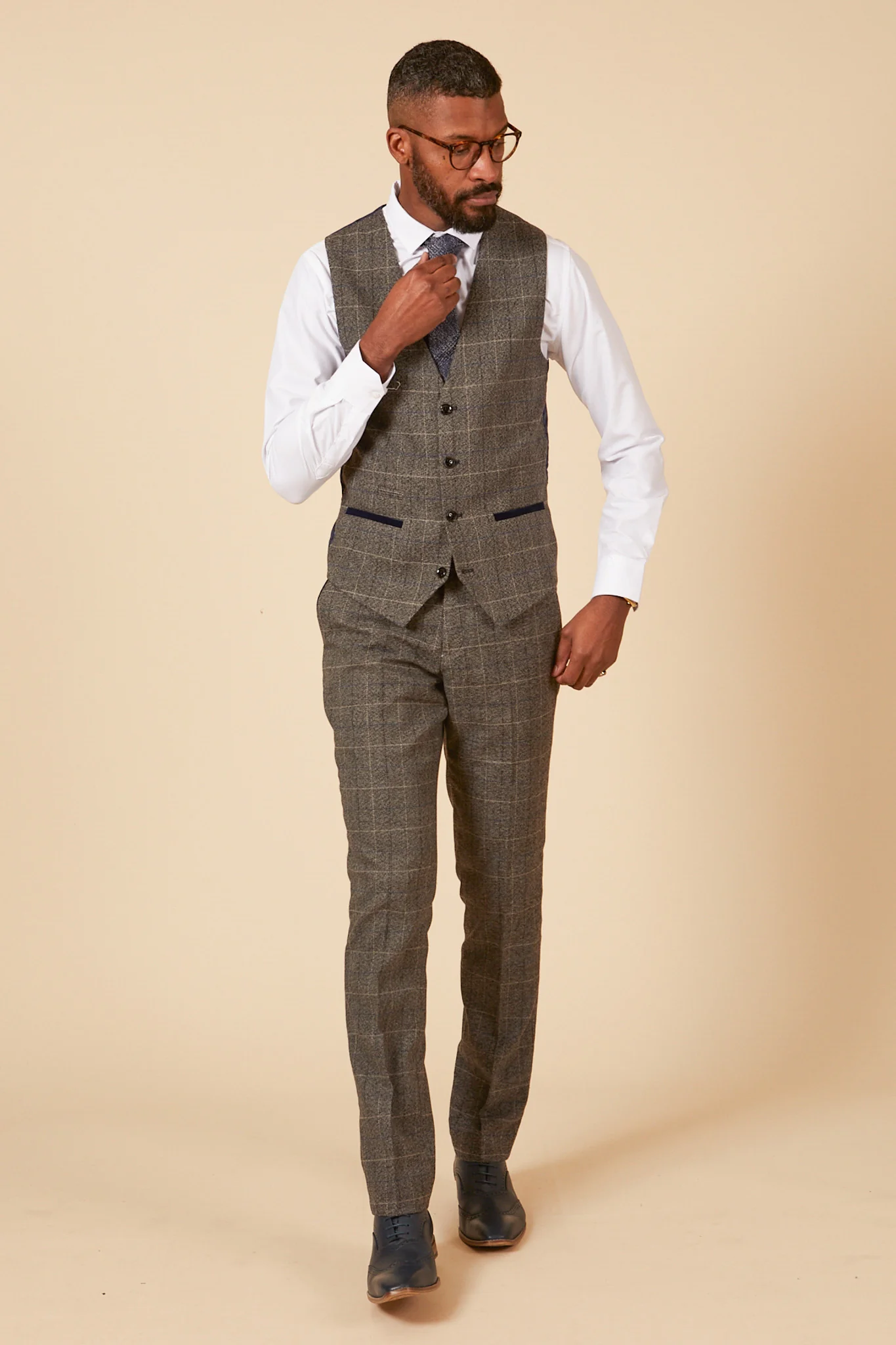 LEN SCOTT - Grey Tweed Check Waistcoat - Image 3