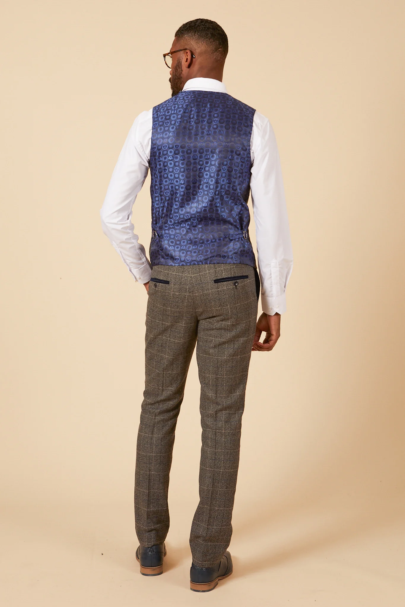 LEN SCOTT - Grey Tweed Check Waistcoat - Image 4