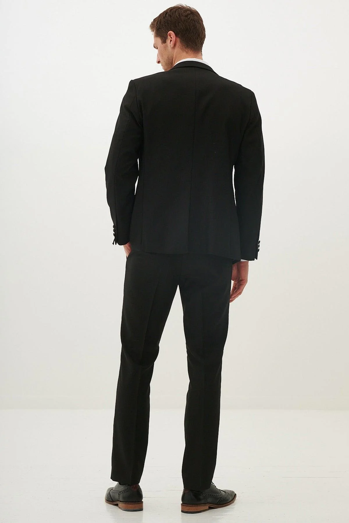 DALTON - Black Tux Lapel Diamond Three Piece Suit - Image 10