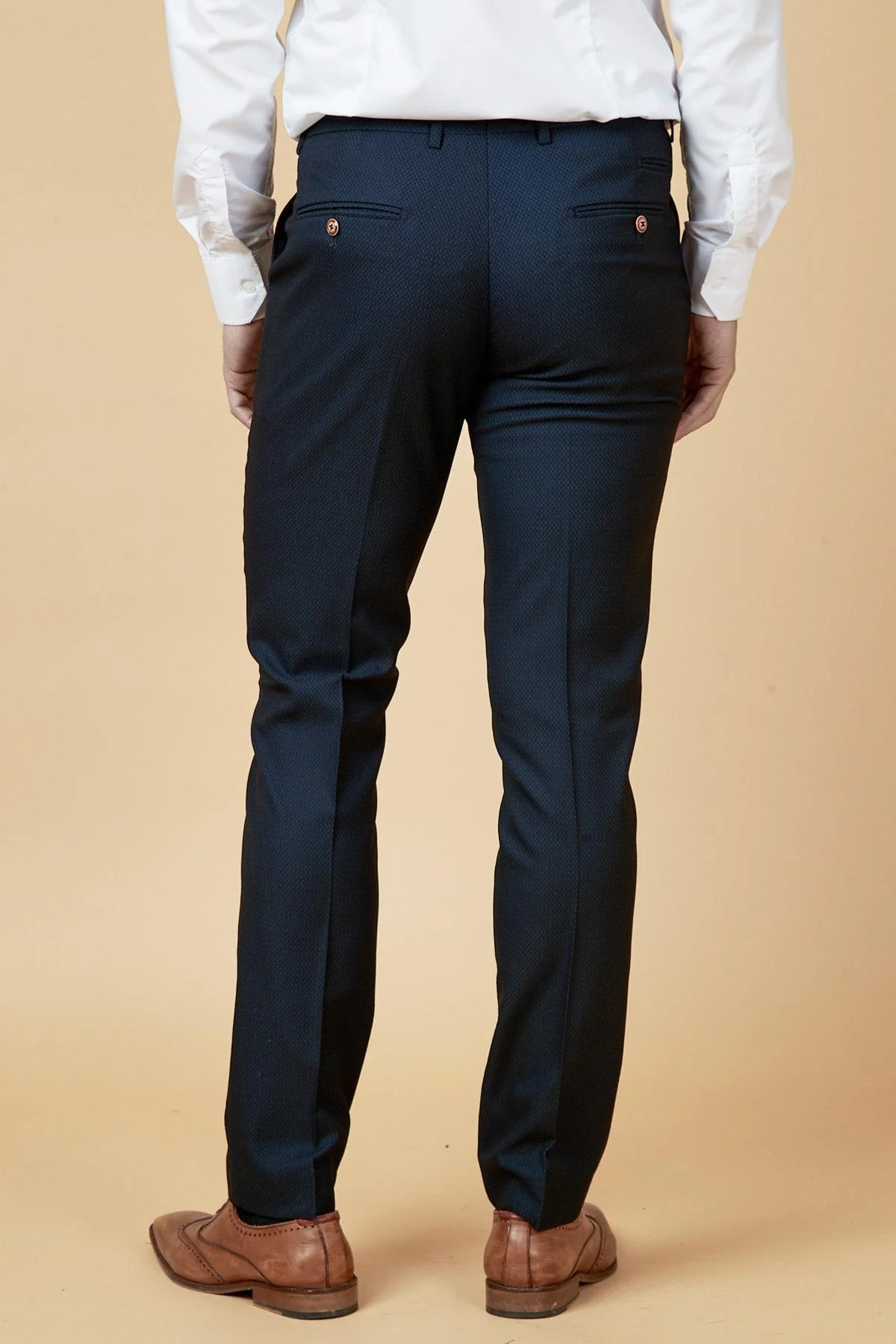 MAX - Navy Blue Trousers with Contrast Buttons - Image 4