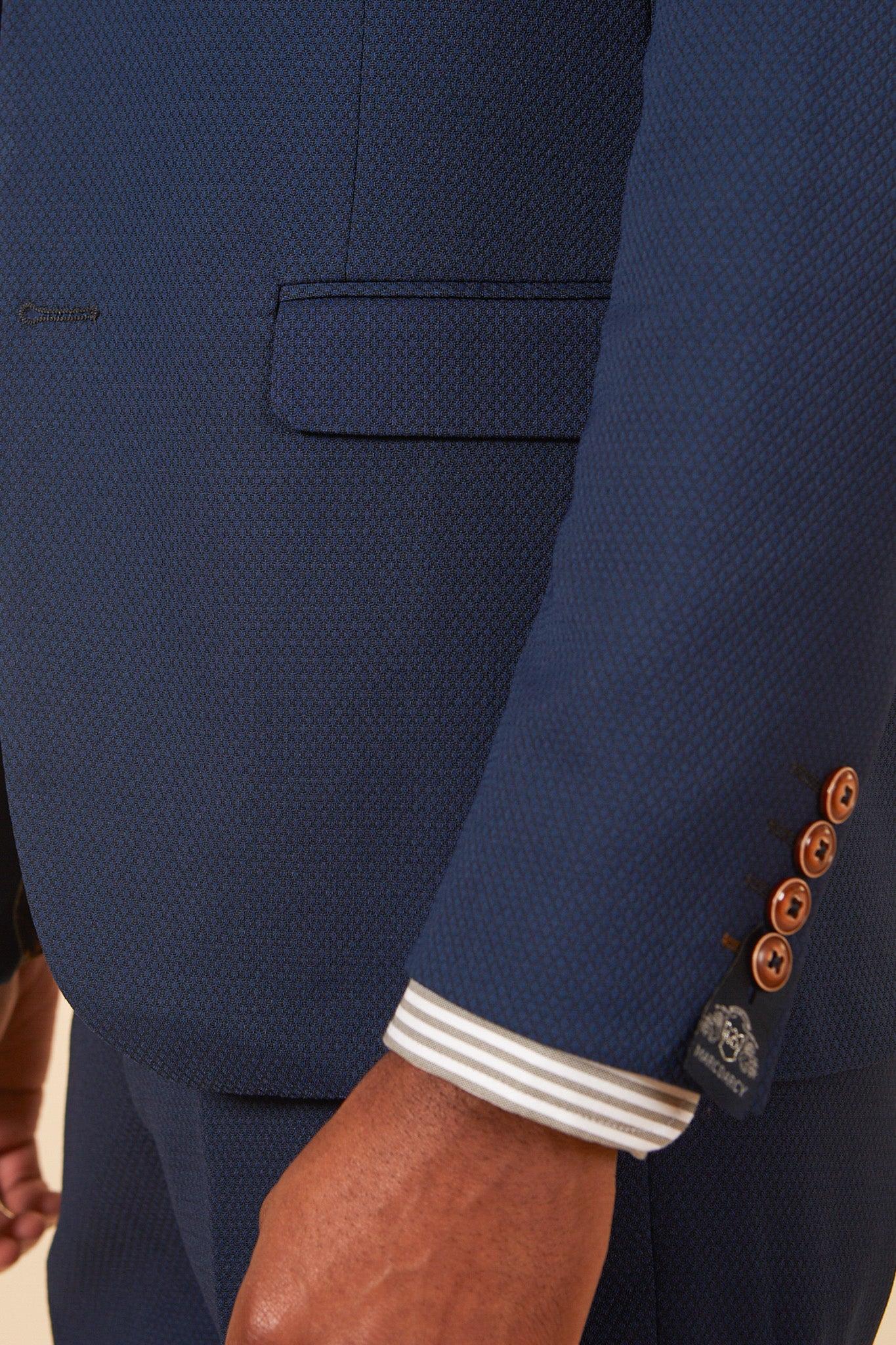 MAX - Royal Blue Three Piece Suit With Contrast Buttons - Image 8