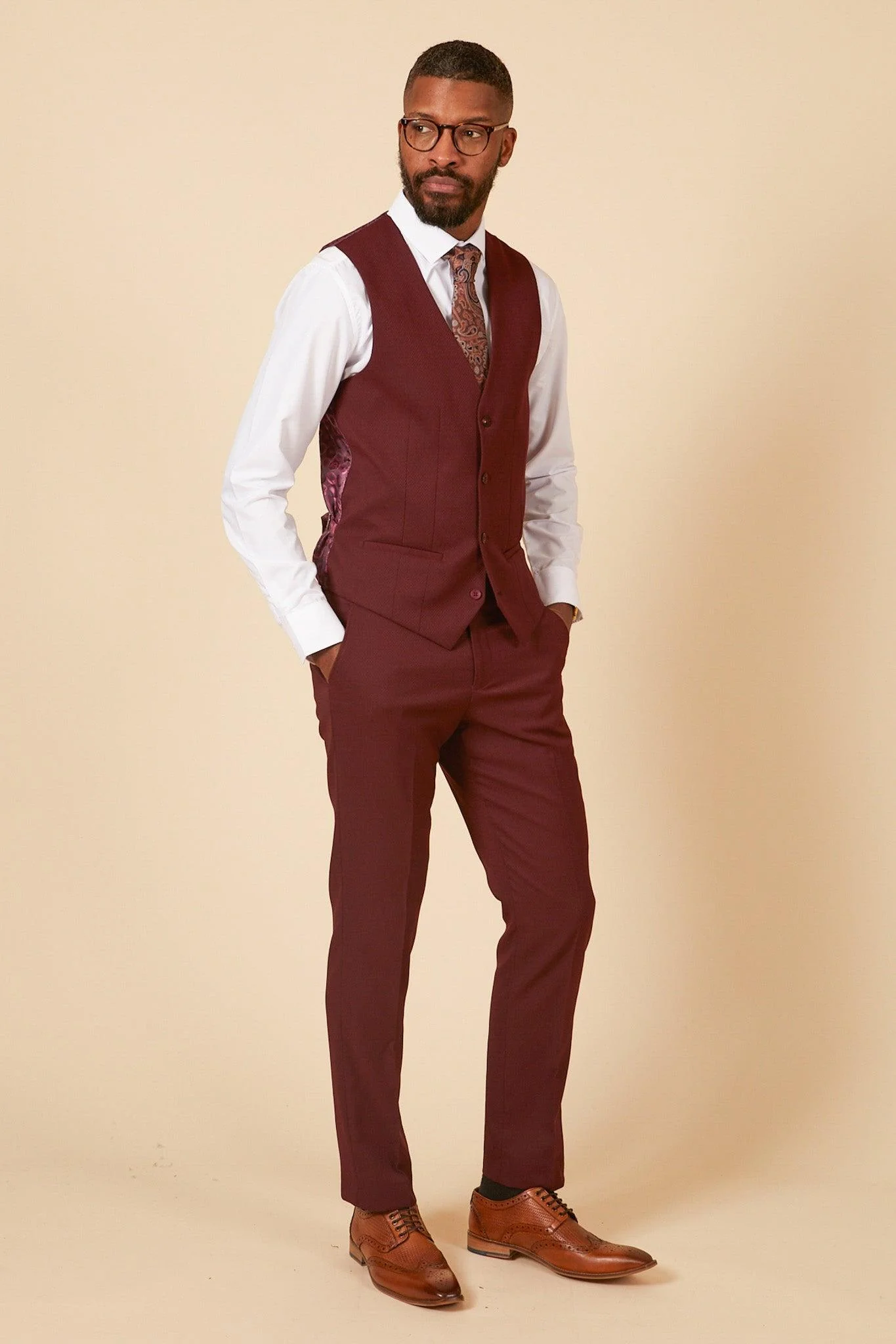 MAX - Wine Three Piece Suit - Image 7