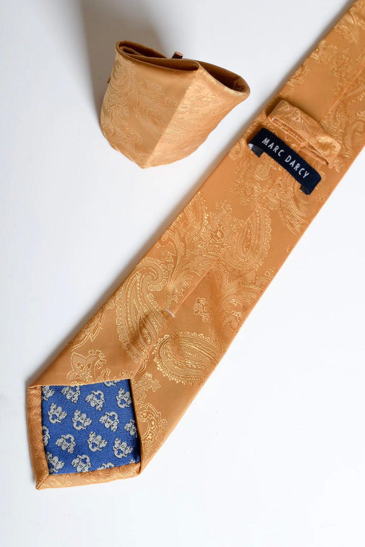 MD PAISLEY - Gold Paisley Tie and Pocket Square Set - Image 3