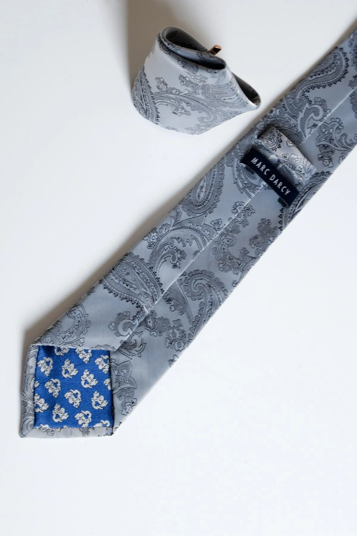 MD PAISLEY - Grey Paisley Tie and Pocket Square Set - Image 3
