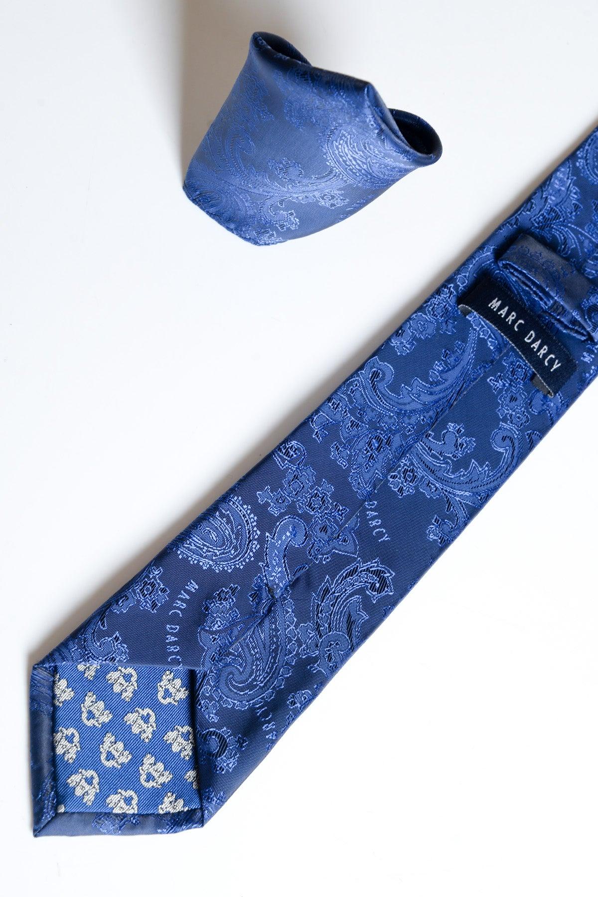 MD PAISLEY - Midnight Navy Paisley Tie and Pocket Square Set - Image 3