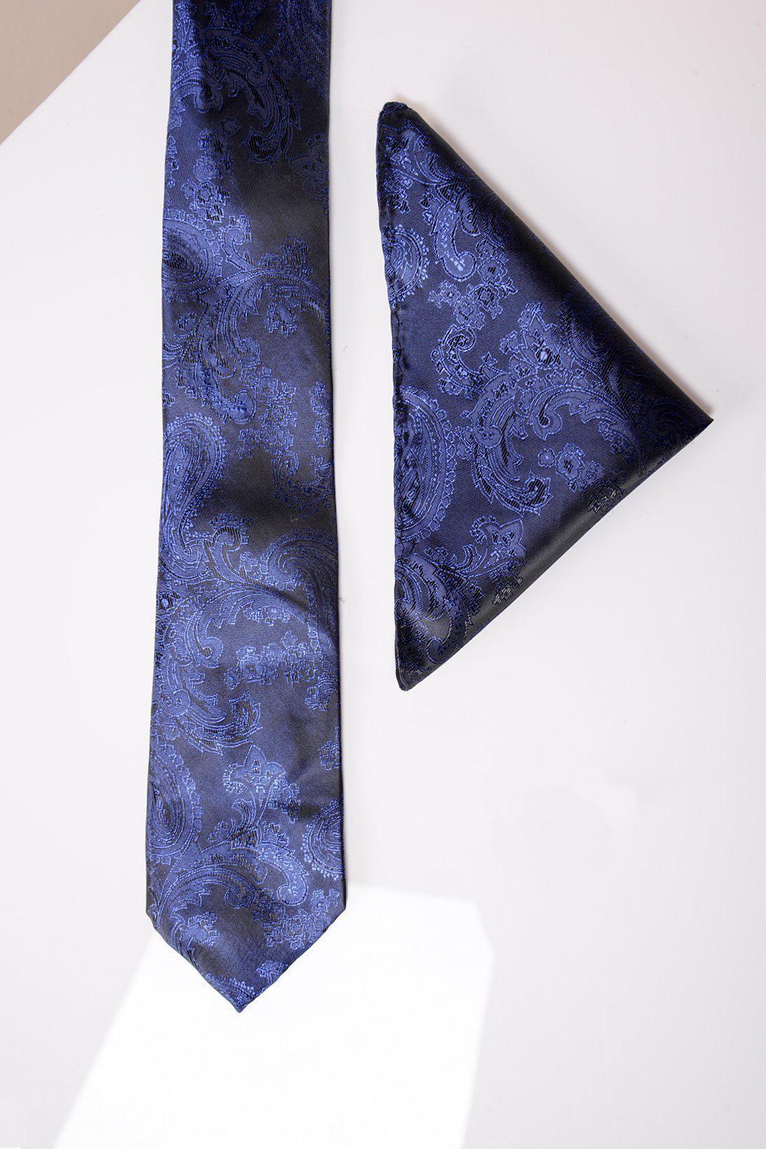 MD PAISLEY - Navy Paisley Tie and Pocket Square Set - Image 3