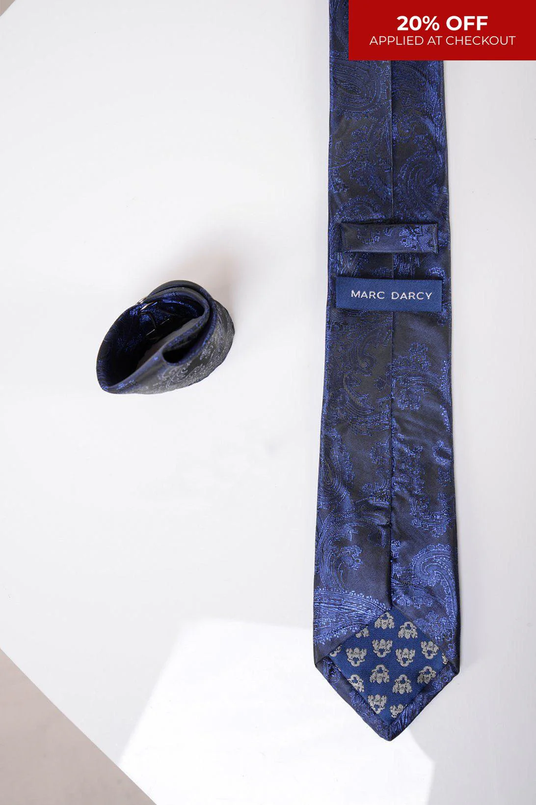 MD PAISLEY - Navy Paisley Tie and Pocket Square Set - Image 4