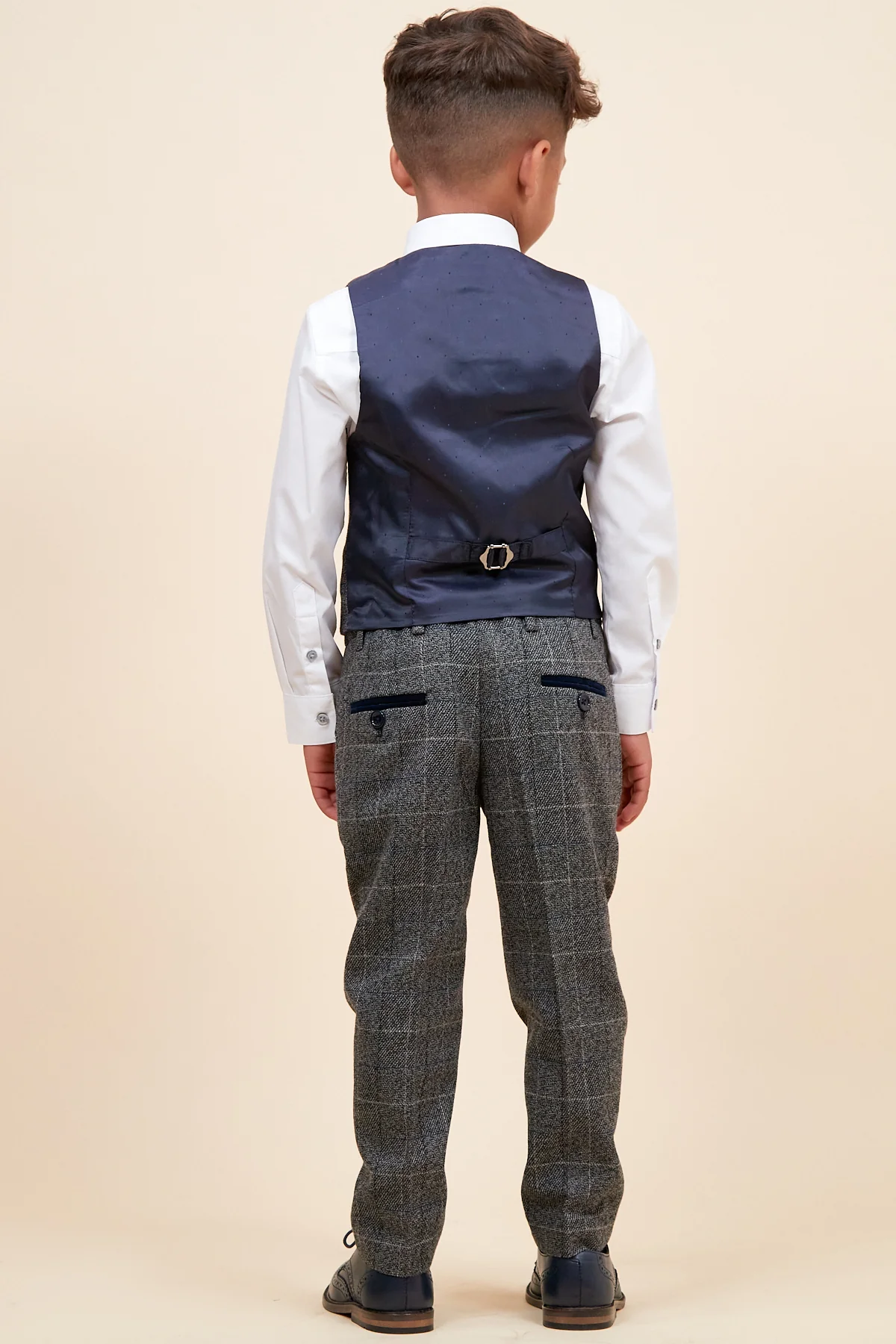 SCOTT - Childrens Grey Check Three Piece Suit - Image 10