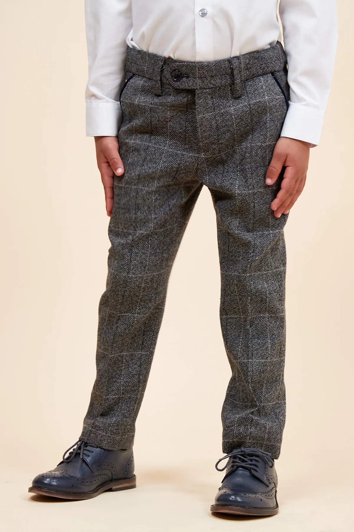 SCOTT - Childrens Grey Check Three Piece Suit - Image 12
