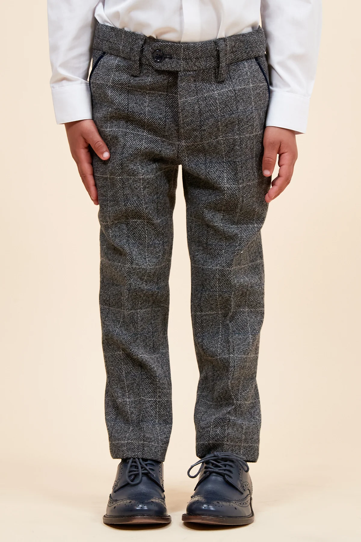 SCOTT - Childrens Grey Check Three Piece Suit - Image 13
