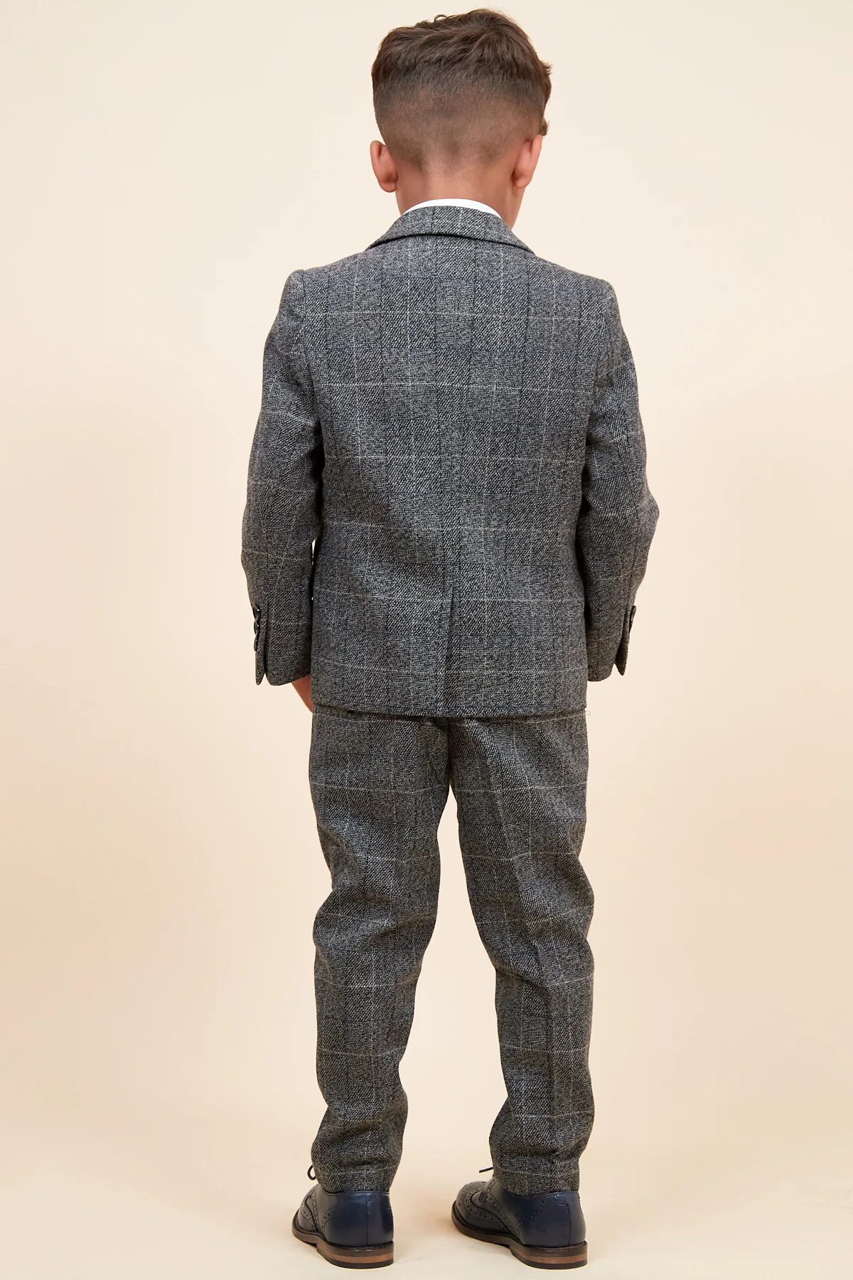 SCOTT - Childrens Grey Check Three Piece Suit - Image 6