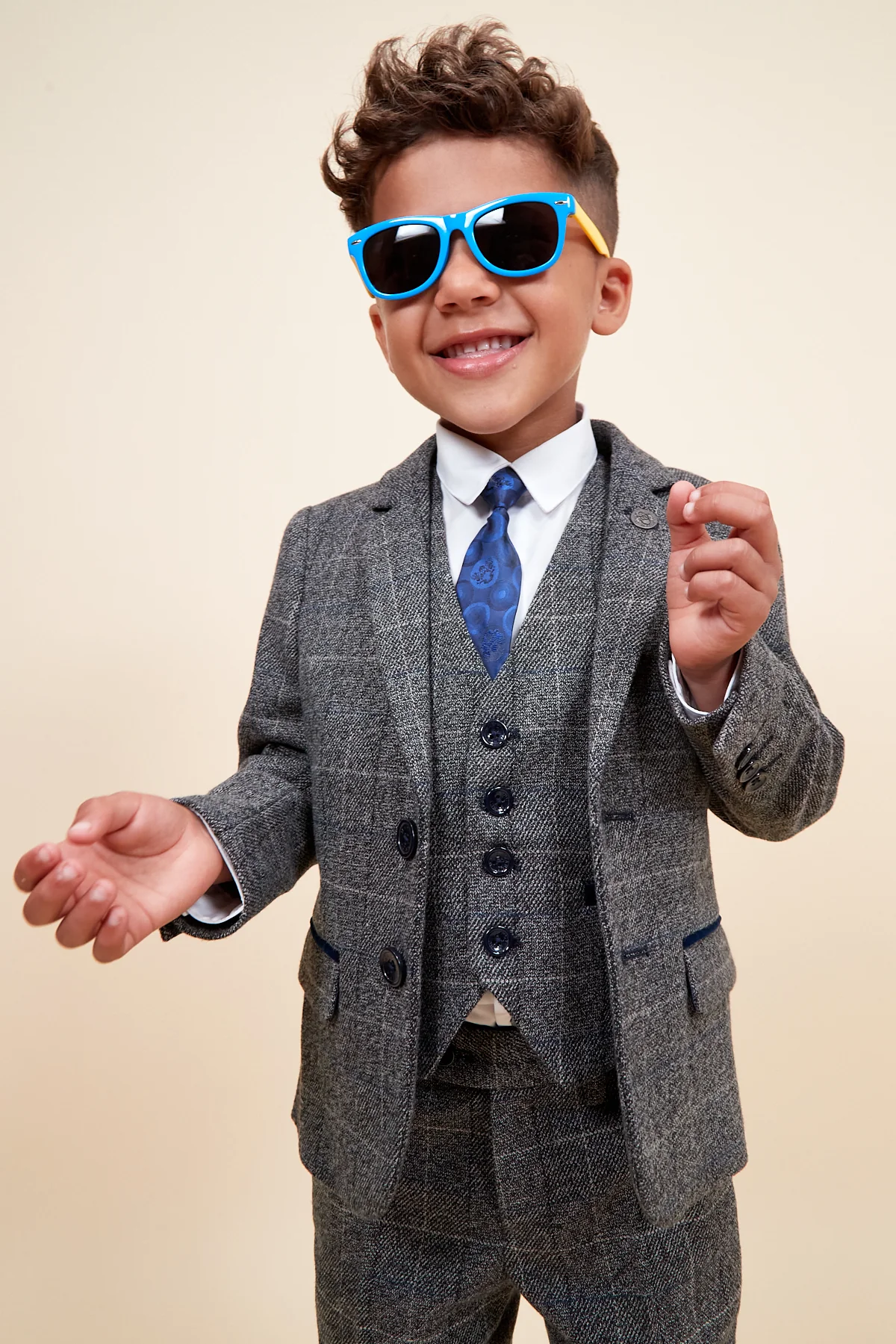 SCOTT - Childrens Grey Check Three Piece Suit - Image 7