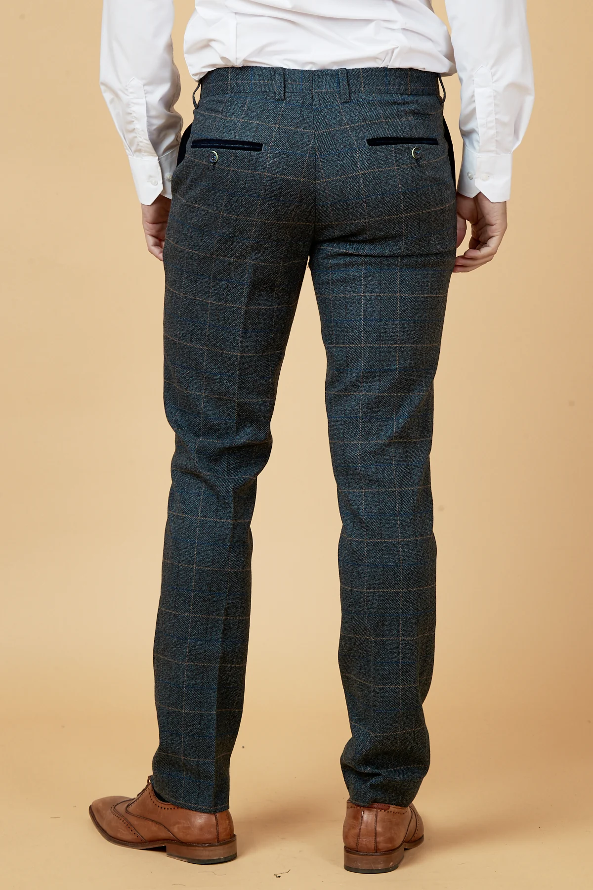 SCOTT - Blue Check Tweed Trousers - Image 4