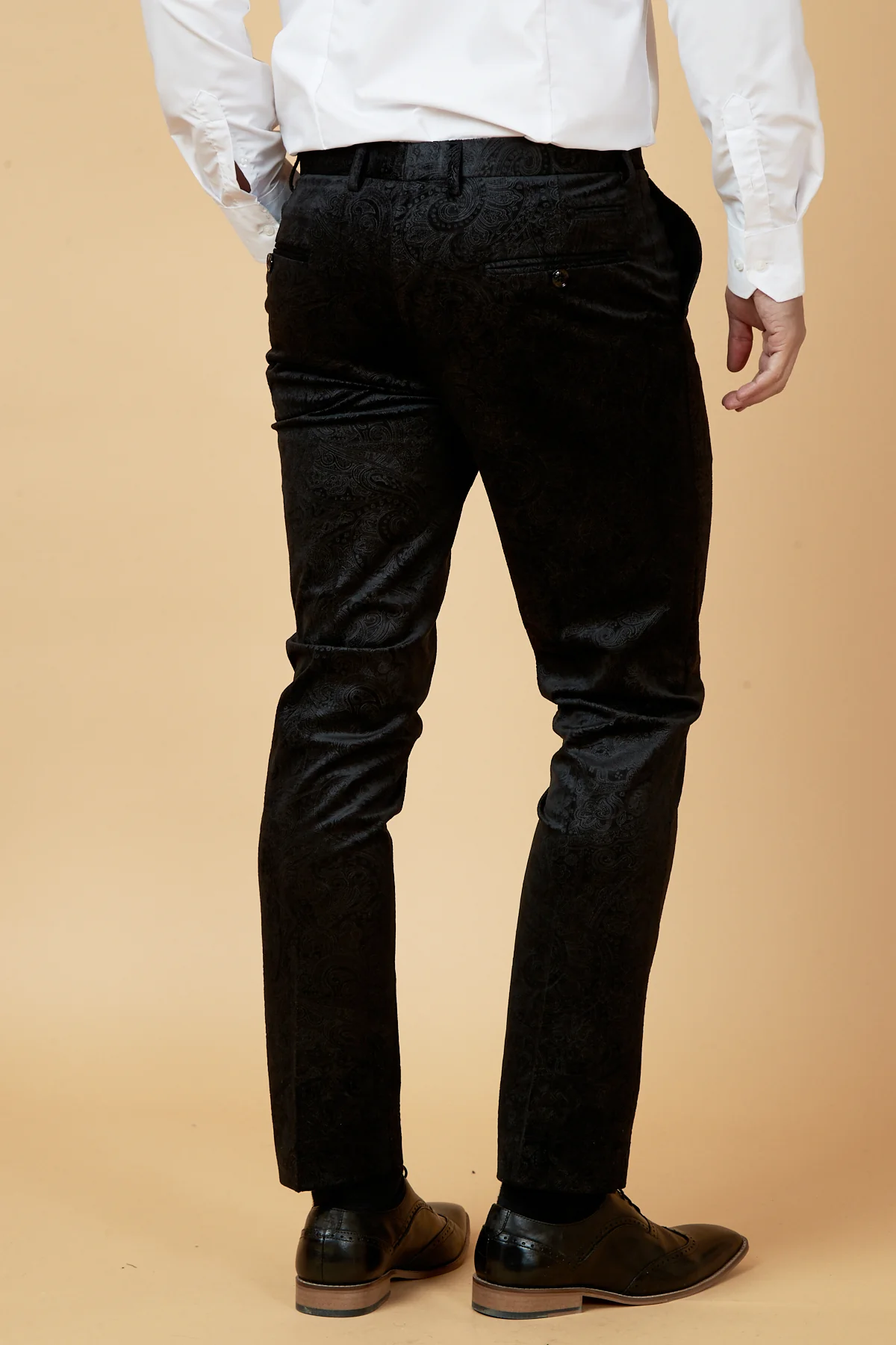 SIMON - Black Velvet Jacquard Trousers - Image 3