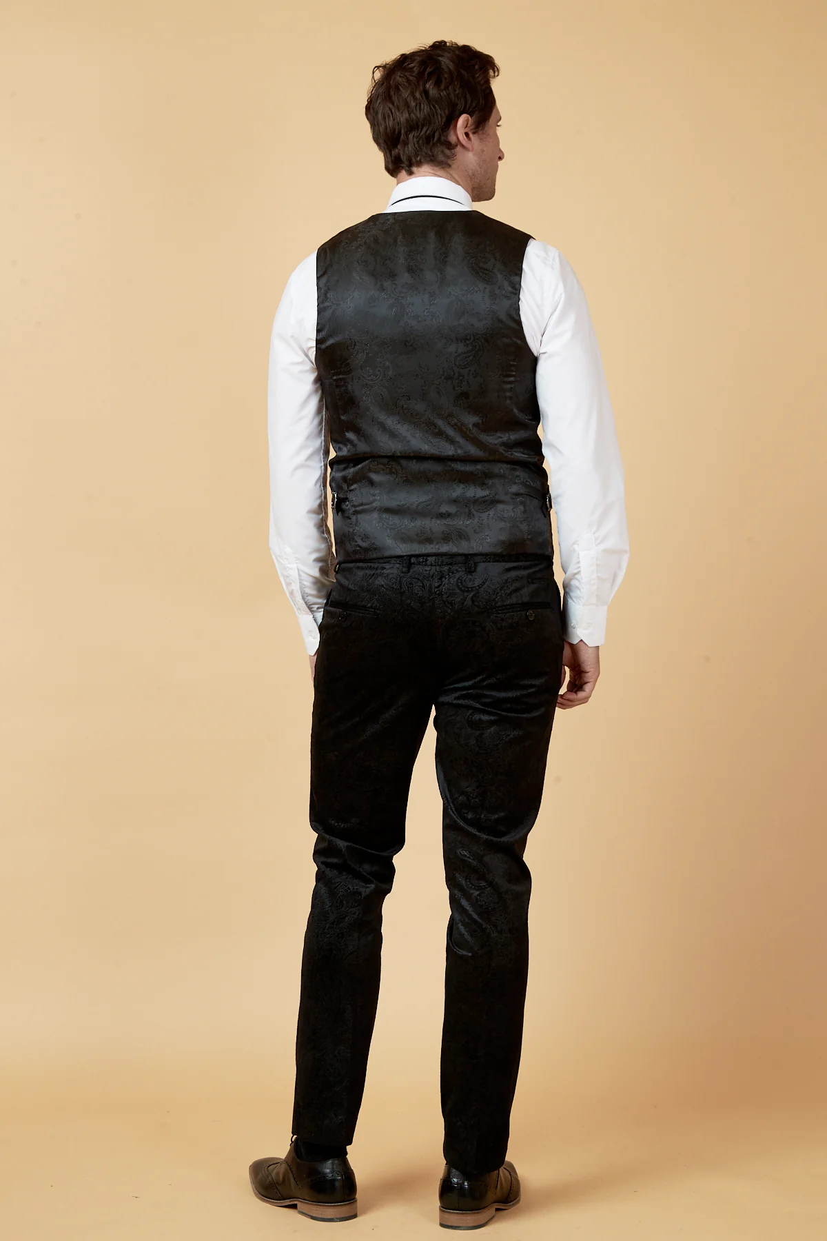 SIMON - Black Velvet Jacquard Waistcoat - Image 3