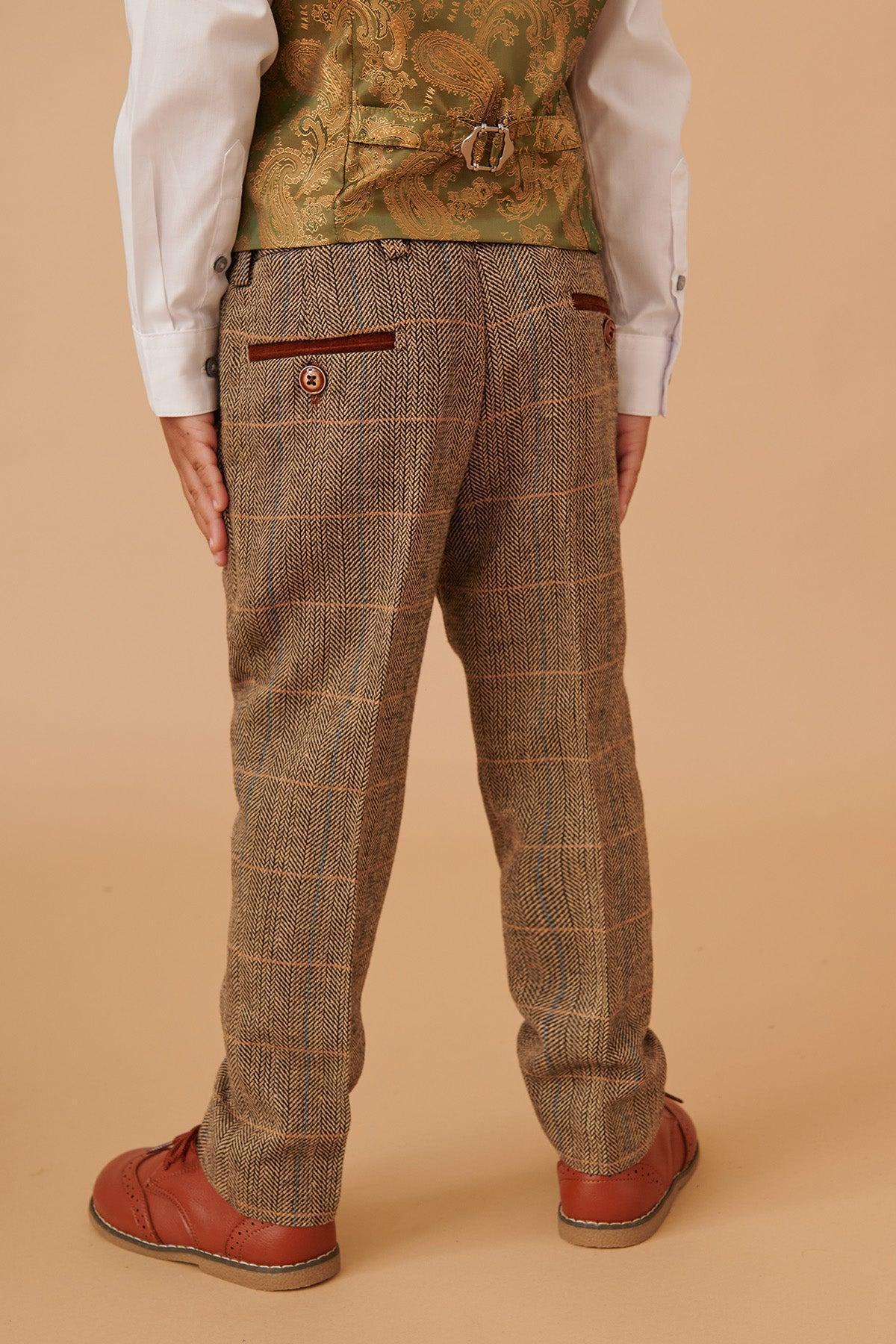 TED - Childrens Tan Tweed Check Three Piece Suit - Image 12