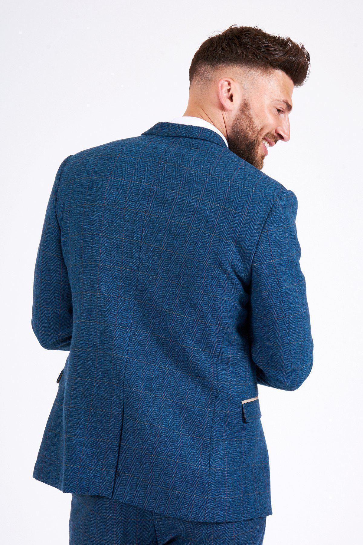 TV Star Jake Quickenden in Dion Blue Tweed Check Suit - Image 5