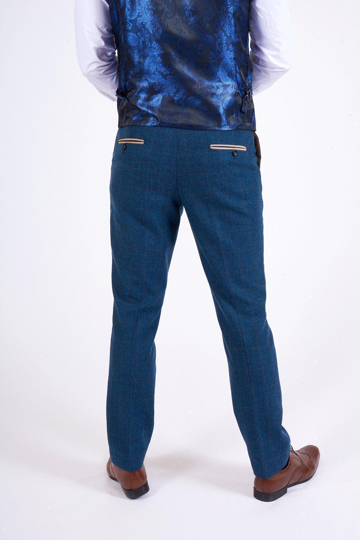 TV Star Jake Quickenden in Dion Blue Tweed Check Suit - Image 6